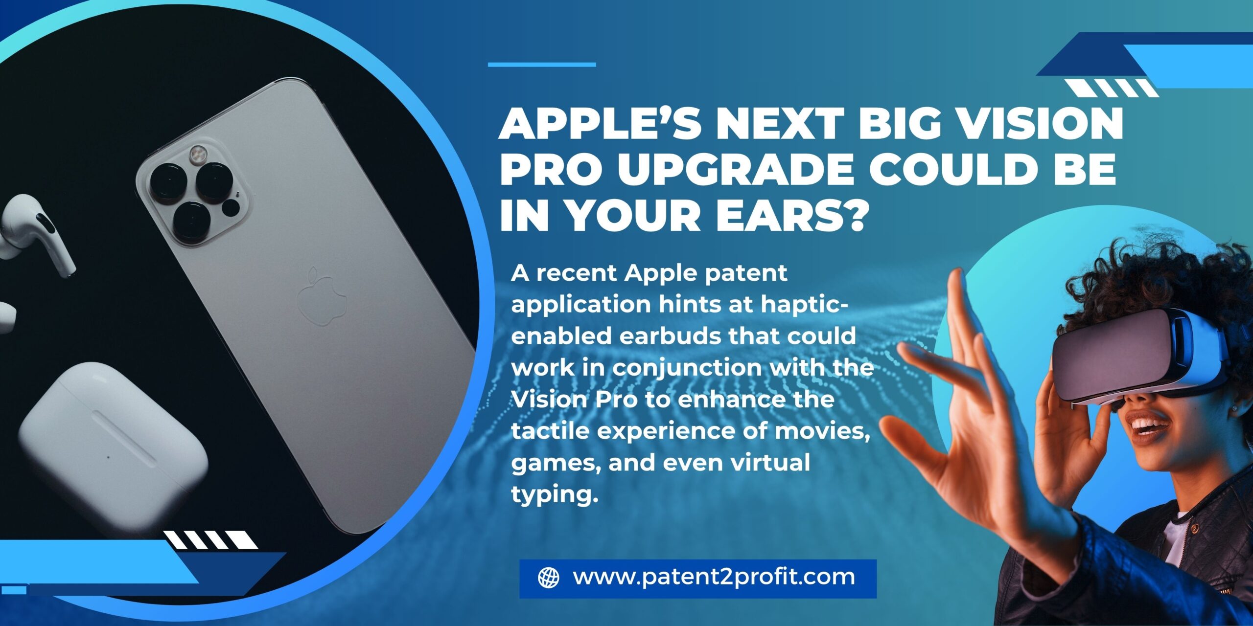 A recent Apple patent application hints at haptic-enabled earbuds, possibly AirPods, that could work in conjunction with the Vision Pro to enhance the tactile experience of movies, games, and even virtual typing.